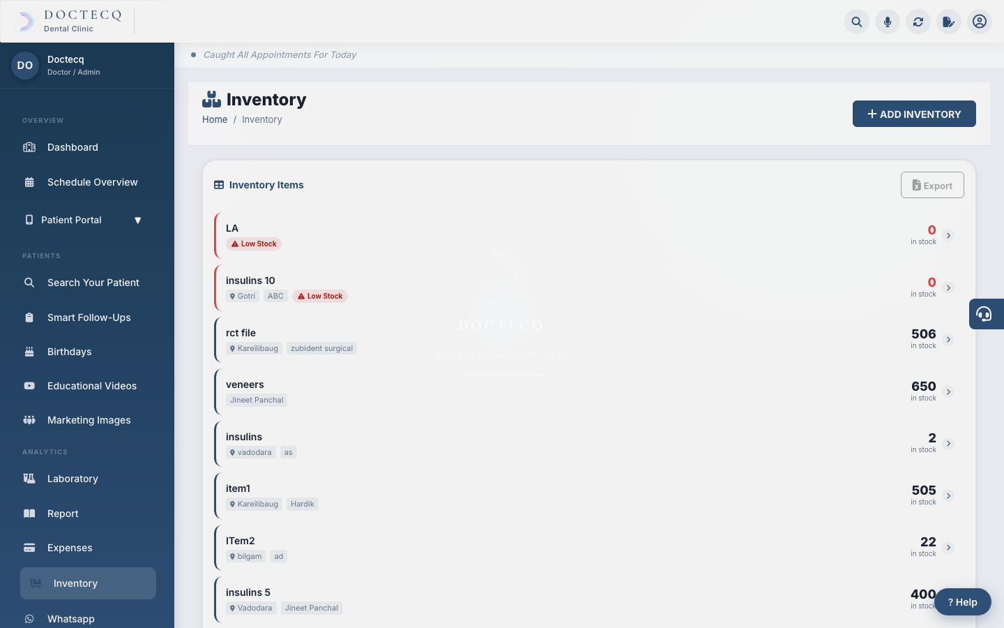 The Inventory screen.