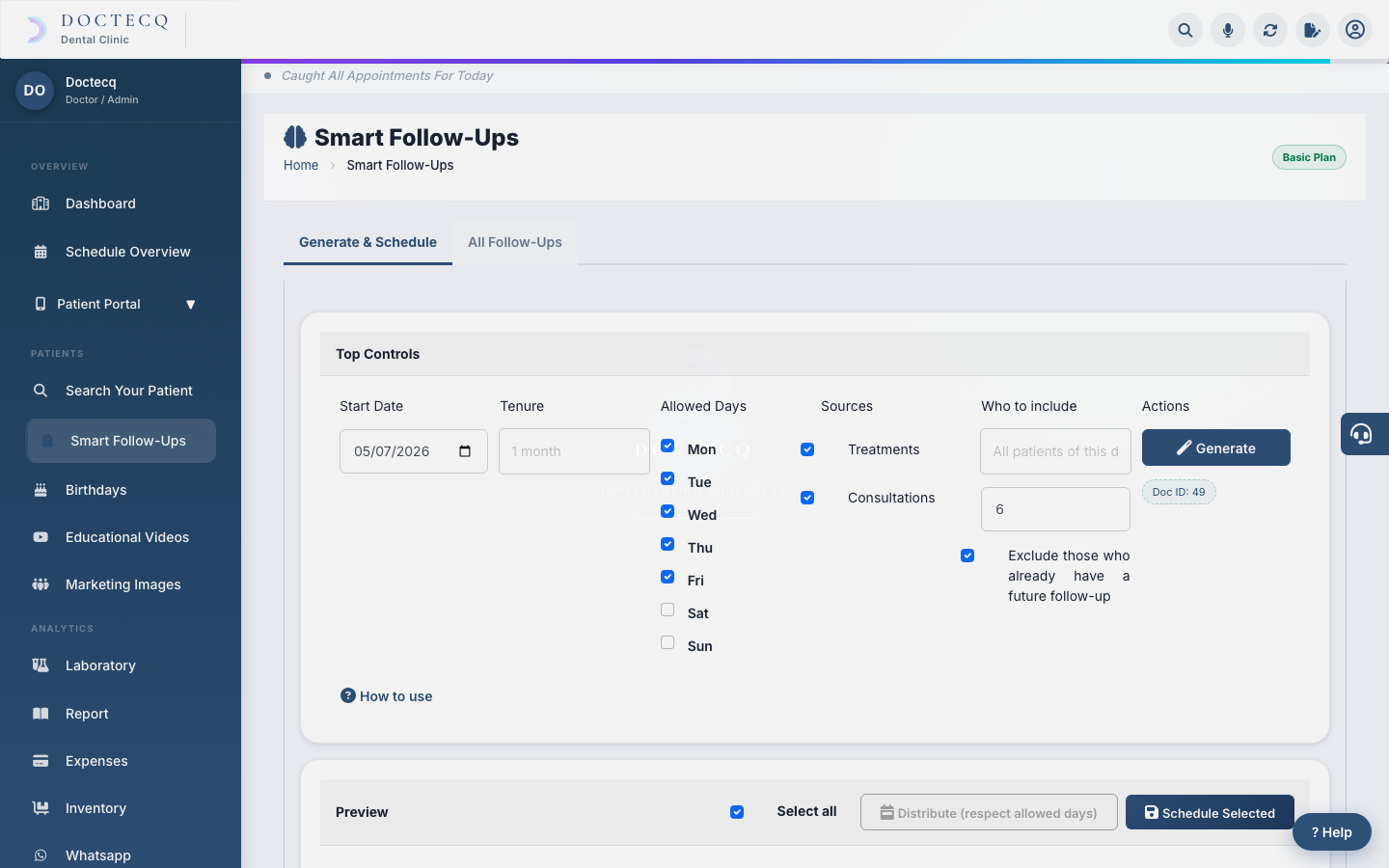 The Smart Follow-Ups screen.