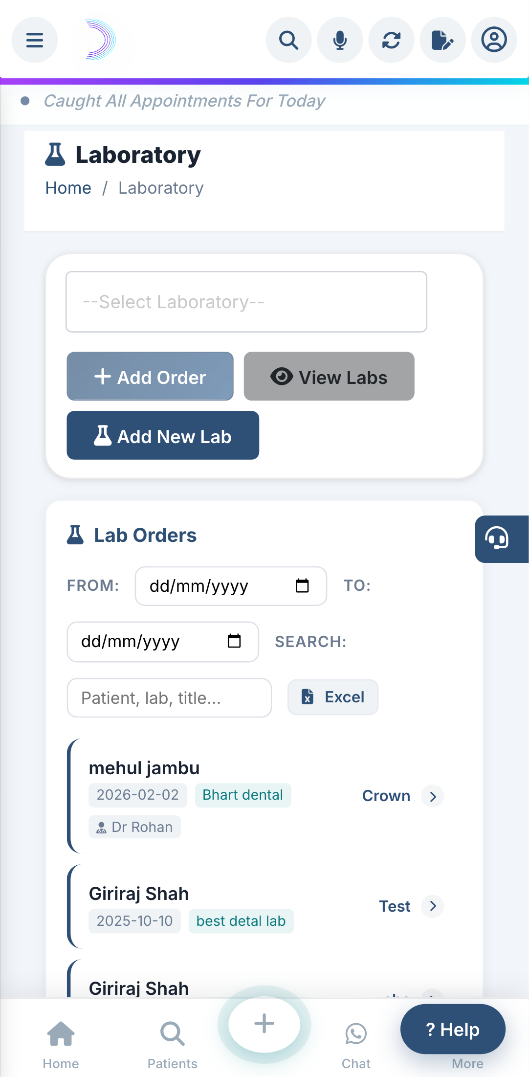 The Laboratory screen.