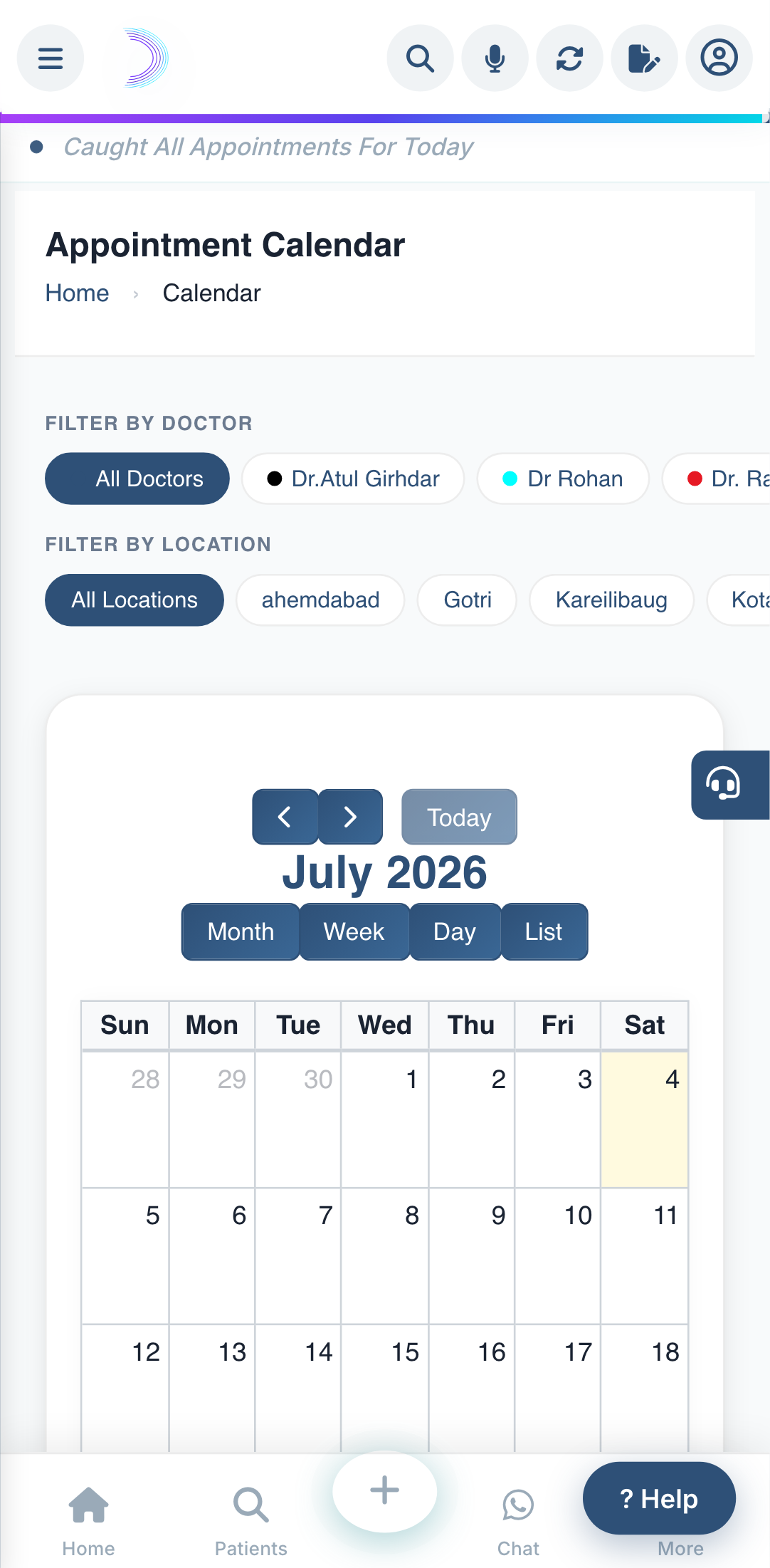 The appointment calendar.