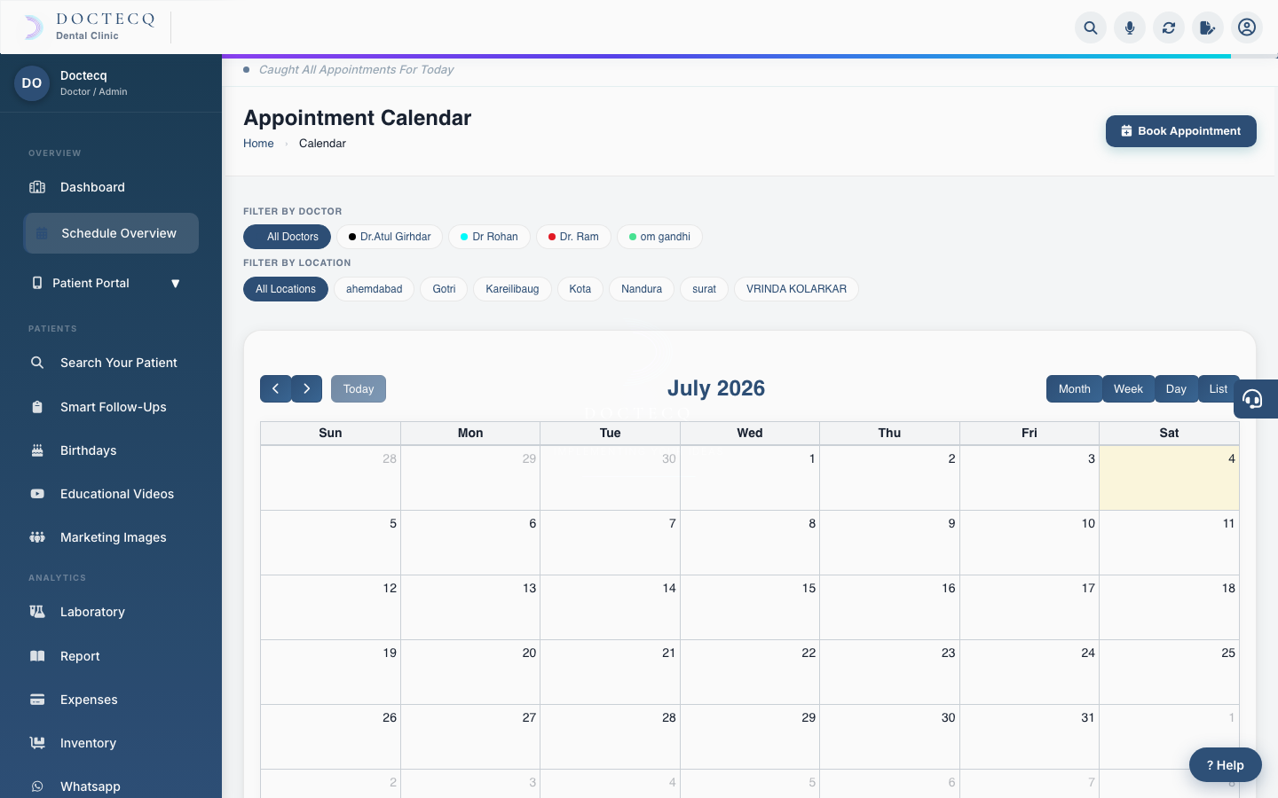 The appointment calendar.