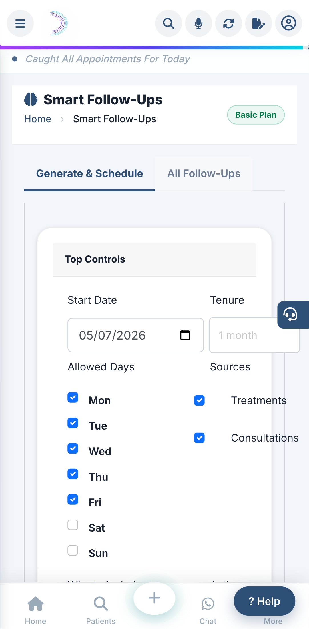 The Smart Follow-Ups screen.