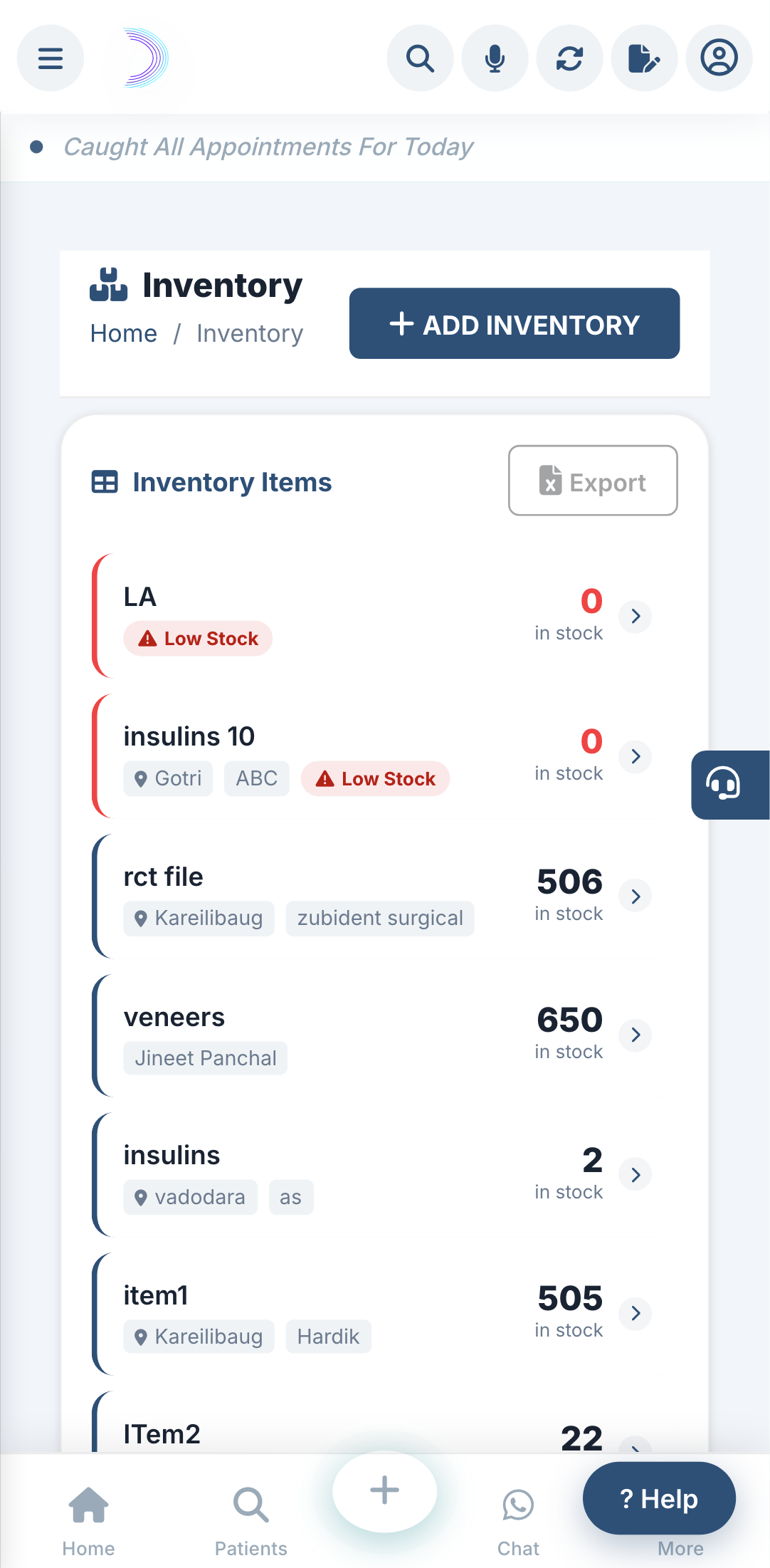 The Inventory screen.