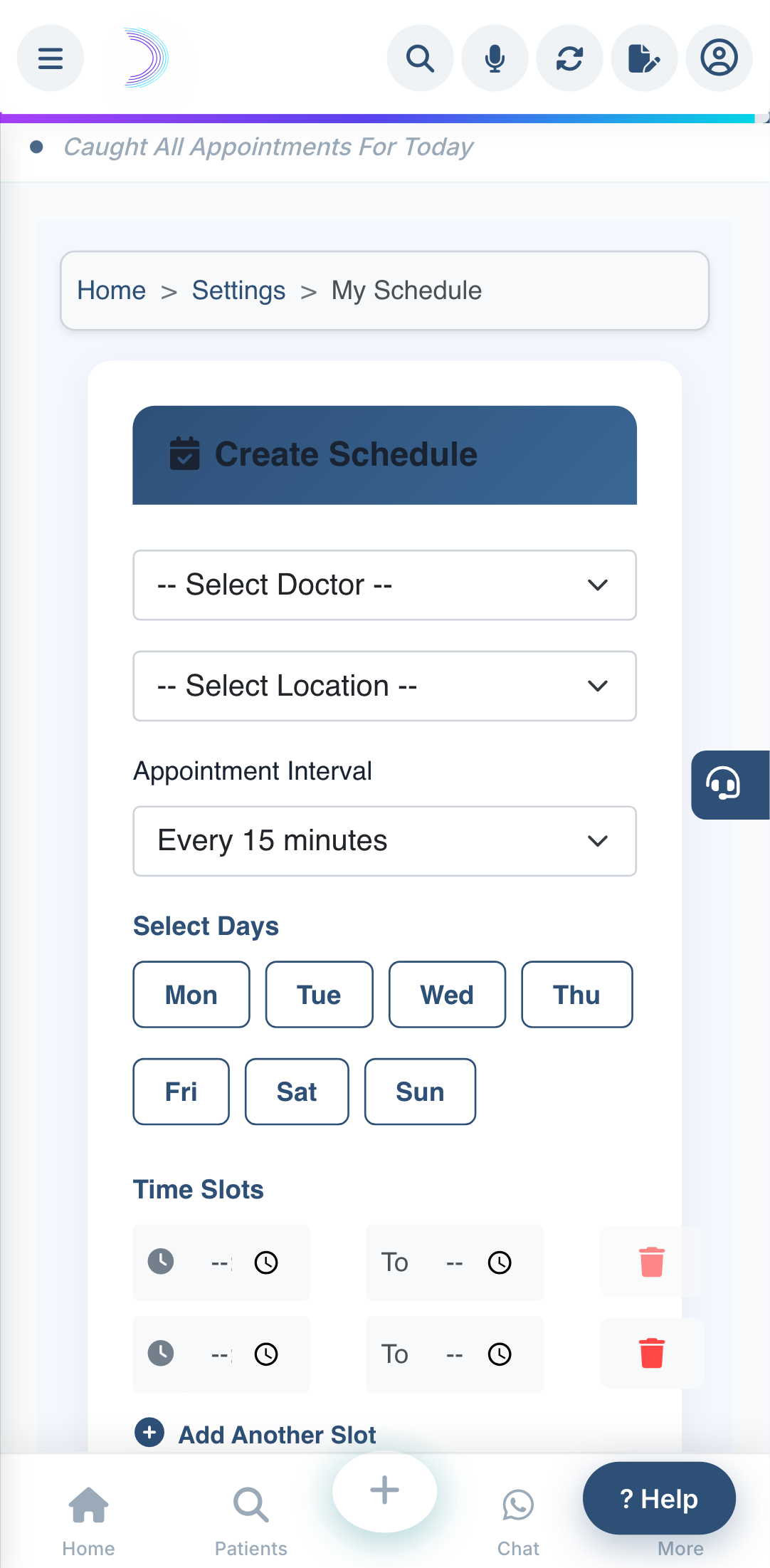 Create a doctor's schedule.